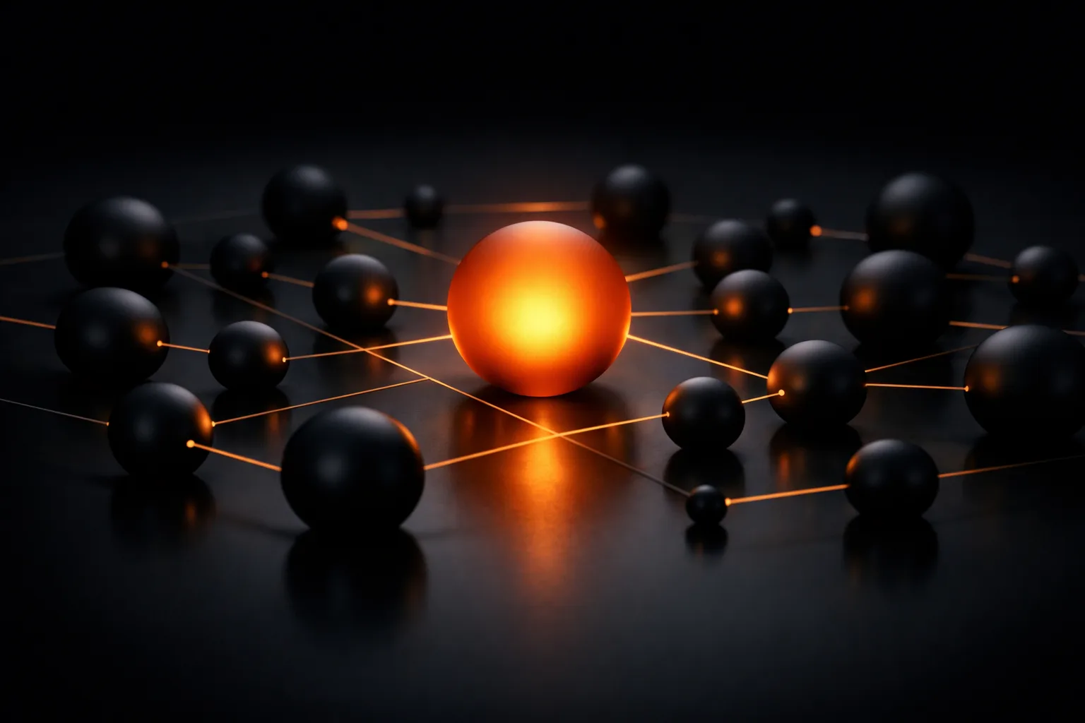 Glühende orange Sphäre als Metapher für KI-gestützte Wachstumsarchitektur